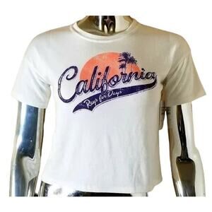 Harper Canyon Crop Short Sleeve Graphic Tee XL/Extra Large 14/16 White NWT